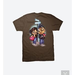 Boys Brown Graphic Tee with Hood Love Design